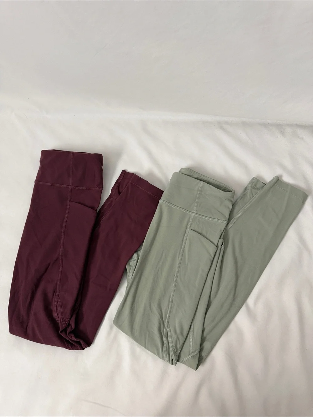 Athleta Girl High Rise Stash Your Treasures Leggings Lot of 2 wine & green sz 12